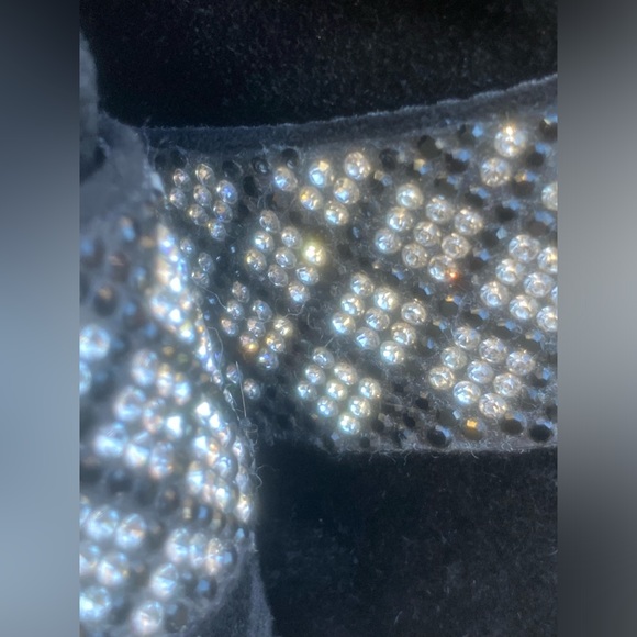 riverside island black suede booties black & diamond encrusted detail sz. 5 - Picture 7 of 14